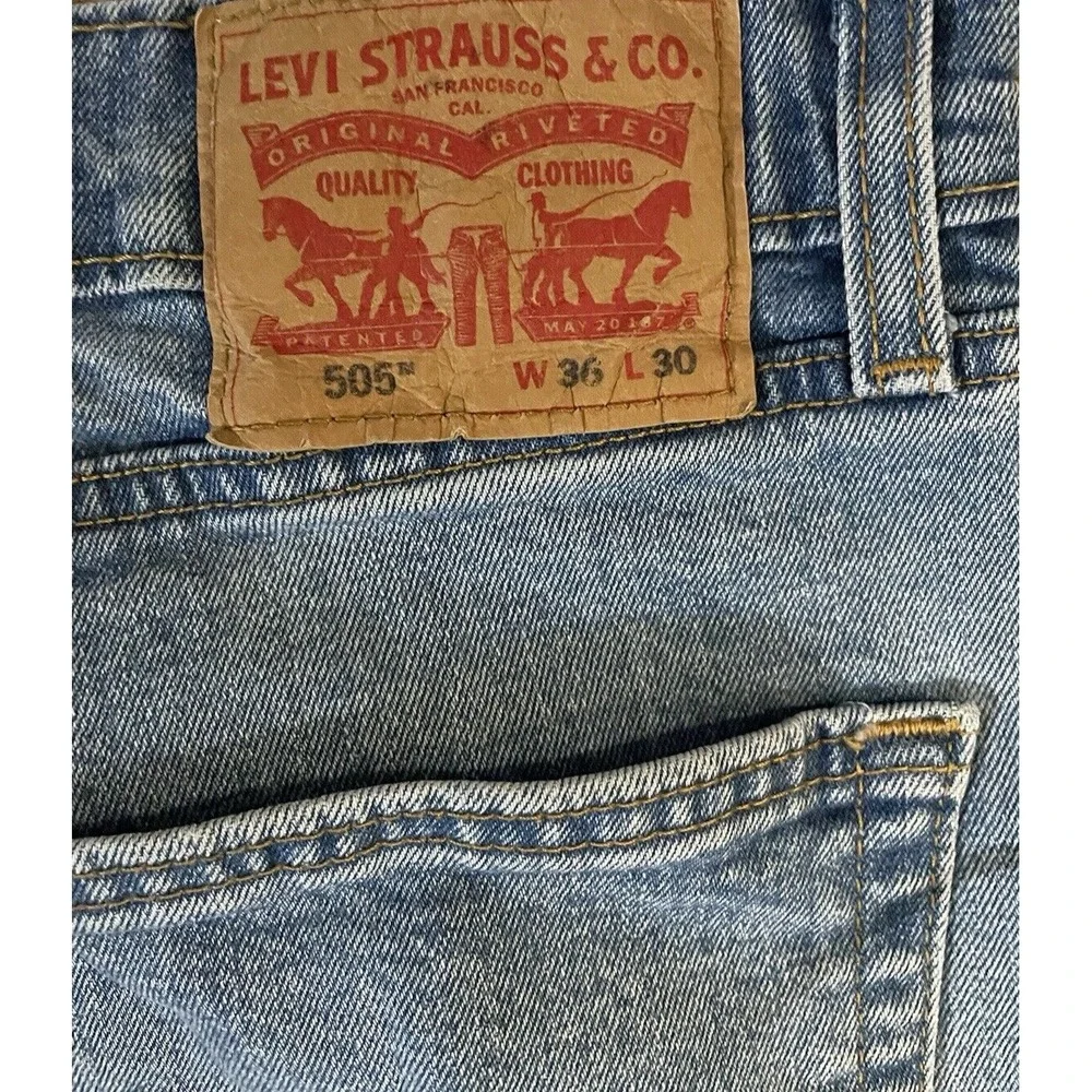 Levi's 505 Jeans 36 x 30 Stonewash Straight Blue Red‎ Tab Denim